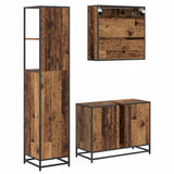 Bathroom Furniture Set with Door 3 pcs Old Wood Engineered Wood 3402381