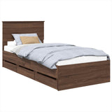 Bed Frame with Drawer Brown Oak 100 x 200 cm Engineer Wood 3408018