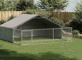 Outdoor Dog Kennel with Run 3x3x1.9 m Galvanised Steel 3329240