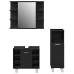 ZNTS Bathroom Furniture Set Set of 3 Black Oak Engineered wood 3333048