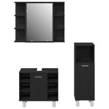 ZNTS Bathroom Furniture Set Set of 3 Black Oak Engineered wood 3333048