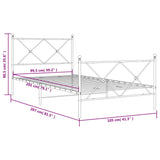Metal Bed Frame without Mattress with Footboard White 100x200cm 376564