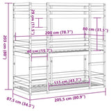 Triple Bunk Bed without Mattress White 80x200 cm Solid Wood Pine 3284252