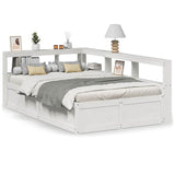 Bookcase Bed without Mattress White 135x190cm Solid Wood Pine 3324476