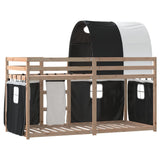 ZNTS Bunk Bed without Mattress White&Black 75x190 cm Small Single Solid Wood Pine 3284000