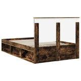 Bed Frame Smoked Oak 120 x 200 cm Solid Pine Wood 3409385