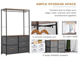 Chest of Drawers with Coat rack Steel Frame 5 Drawers Bedroom Hallway Home Furniture Black Brown T3398P343295