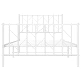 Metal Bed Frame without Mattress with Footboard White 100x200cm 374499