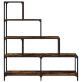 Bookcase 4-Stair Smoked Oak 139x33.5x149 cm Engineered Wood 842478