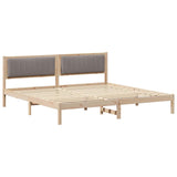 Bed Frame with Headboard Taupe 200 x 200 cm Solid Pine Wood 3394241
