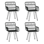 5 Piece Garden Dining Set Black Poly Rattan 3157868