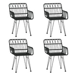 5 Piece Garden Dining Set Black Poly Rattan 3157868