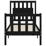 Bed Frame without Mattress Black Small Single Solid Wood Pine 3192390