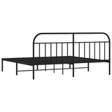 Bed Frame Black Powder-Coated Steel Double Bed Frame 353641