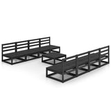 9 Piece Garden Lounge Set Black Solid Pinewood 3075358