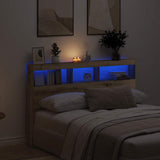 Headboard Cabinet with LED Artisan Oak 160x17x102 cm 863132