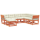 7 Piece Garden Lounge Set with Cushions Wax Brown Solid Wood Pine 3216937