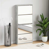Shoe Cabinet with Mirror 4-Layer Concrete Grey 63x17x134 cm 3228275