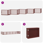 Dog Gate with Door Foldable 10 Panels Brown 800 cm Poplar Wood 3155579