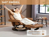 360&deg Swivel Recliner Chair with Footstool, PU Leather Manual Recliner Armchair with Footstool, T3398P378077