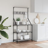 Baker's Rack with Hooks 4-Tier Grey Sonoma Engineered Wood 838961