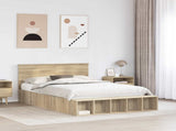 Bed Frame with Shelf Sonoma Oak 150 x 200 cm Engineered Wood 3408356