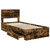 Bed Frame with Headboard Smoked Oak 90 x 200 cm Engineered Wood 3408321