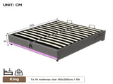 5ft King Hydraulic Storage Bed, No Headboard Linen Bed Frame with APP Control LED Lights, Side N652P386118G