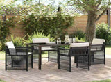 Garden Dining Set 5 pcs Black Poly Rattan 3380770