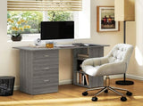 Computer Desk, Writing Table, PC Workstation with 3 Storage Shelves and Drawers, Silver Handle, for T3398P378020