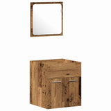 Bathroom Furniture Set with Door 3 pcs Old Wood Engineered Wood 3332517