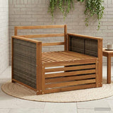 Outdoor Middle Sofa Solid Acacia Wood Natural 3438933
