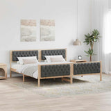 Bed Frame with Headboard Dark Grey 200 x 200 cm Solid Pine Wood 3394269