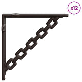 Wall Shelf Brackets 12 pcs Antique Brown 14.5 x 14.5 x 3 cm 42038925