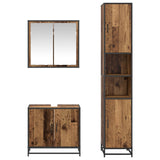 Bathroom Furniture Set with Door 3 pcs Old Wood Engineered Wood 3402515