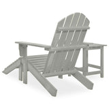 Garden Adirondack Chair with Ottoman&Table Solid Fir Wood Grey 315930