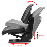 ZNTS Tractor Seat with Suspension Black 142316