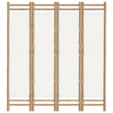 Folding 4-Panel Room Divider 160 cm Bamboo and Canvas 350624