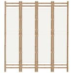 Folding 4-Panel Room Divider 160 cm Bamboo and Canvas 350624