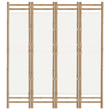 Folding 4-Panel Room Divider 160 cm Bamboo and Canvas 350624