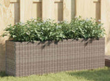 Garden Planter with 2 Pots Grey 90x20x40 cm Poly Rattan 366409