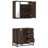 ZNTS 2 Piece Bathroom Furniture Set Brown Oak Engineered Wood 3300899