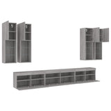 7 Piece TV Wall Cabinet Set with LED Lights Grey Sonoma 3216783