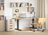 Desk with Storage Black and Natural 140 x 60 cm Solid Oak Wood 3426552