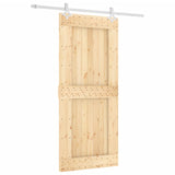 Sliding Door with Hardware Set 90x210 cm Solid Wood Pine 3203168