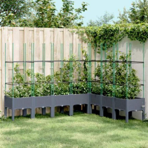 ZNTS Garden Planter with Trellis Grey 200x160x142.5 cm PP 367971