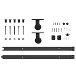 Sliding Door Manual Natural and black 93 x 211 cm 3333488