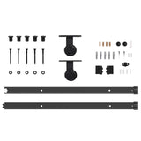 Sliding Door Manual Natural and black 93 x 211 cm 3333488