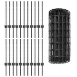 Welded Wire Fence 50 x 0.6 m PVC-Coated Steel Grey Mesh 3336143