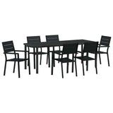 Garden Dining Set 7 pcs Black Powder-Coated Steel 3379147